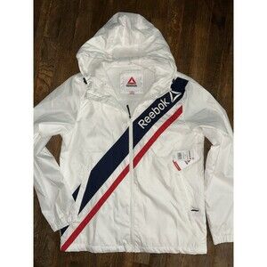 Vintage Reebok Red White Blue Track Jacket 100% Polyester Size Small NWT